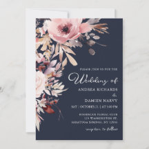 Wasserfarbe Blassrosa Florale Staubblaue Hochzeit
