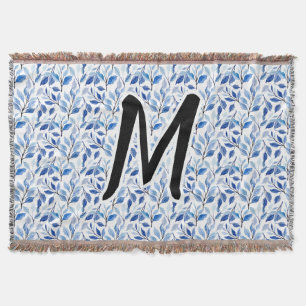 Wasserfarbe Blau Blatt Mosaik Feine Kunst Monogram Decke