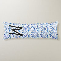 Wasserfarbe Blau Blatt Mosaik Feine Kunst Monogram