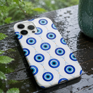 Wasserfarbe Blau Böser Blick Handyhülle iPhone 16 Pro Max Hülle