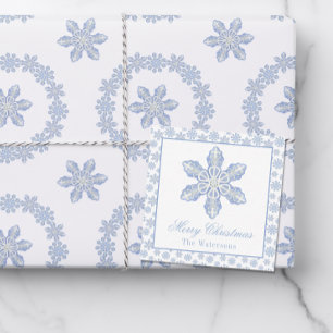 Wasserfarbe Blau Designer Snowflake Geschenkverpac Mitteilungskarte