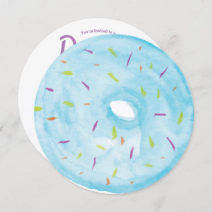 Wasserfarbe Blau Donut Sprinkle Mix Runde Einladung