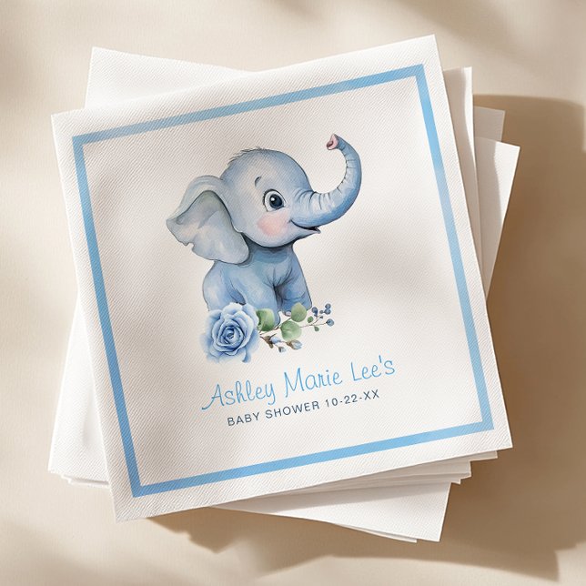 Wasserfarbe Blau Elefant Babydusche Napkins - Schn Serviette (Elephant Baby Shower Napkin)