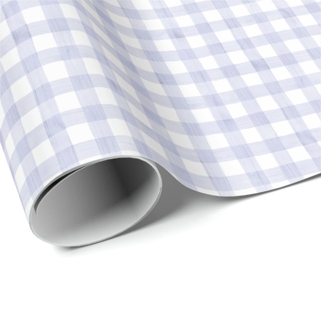 Wasserfarbe Blau Gingham Geschenkpapier (Rolleneckpunkt)