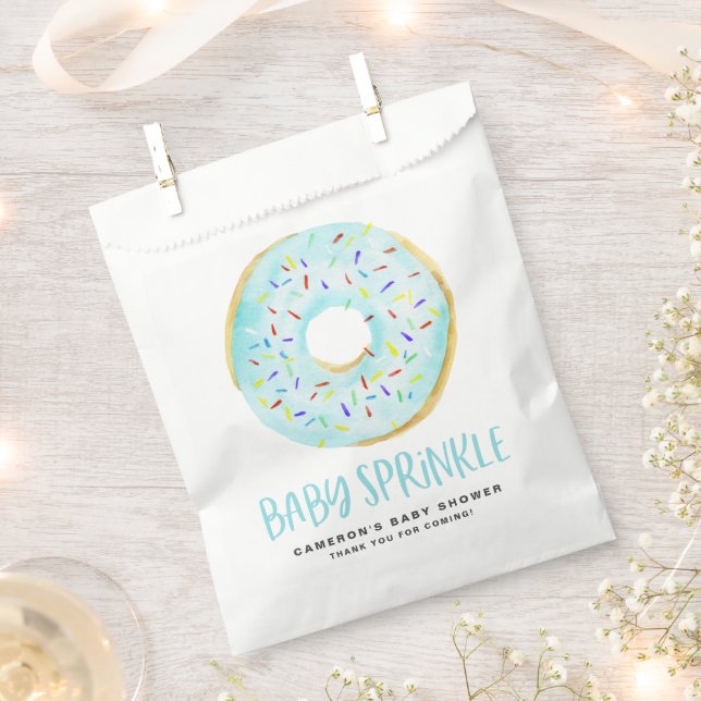 Wasserfarbe Blau Glazed Donut Baby Sprinkle Geschenktütchen (Ausgeschnitten)