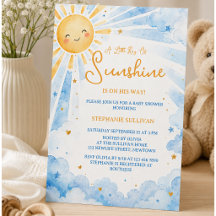 Wasserfarbe Blau & Gold Baby Boy Babyparty-Einladu