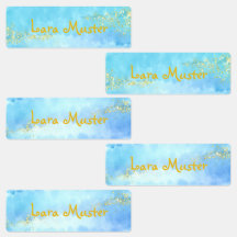 Wasserfarbe - blau - Gold Glitzer | wasserfeste