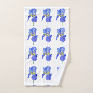 Wasserfarbe Blau Iris Blumen Handtuch