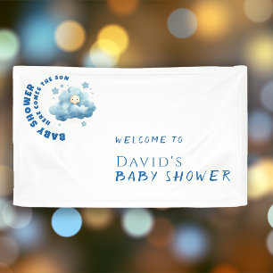 Wasserfarbe Blau minimalistischer Babyshower Junge Banner