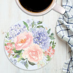 Wasserfarbe Blau Pink Hydrangea Peony Spring Flora Getränkeuntersetzer<br><div class="desc">Entspannen Sie Ihren Tisch mit unserem Aquarellblumen-Untersetzer,  mit blauen Hydrangea,  rosa Peony und Rose-Illustrationen in Pastelltönen. Eine Touch des Frühlings für Ihre Zuhause!</div>