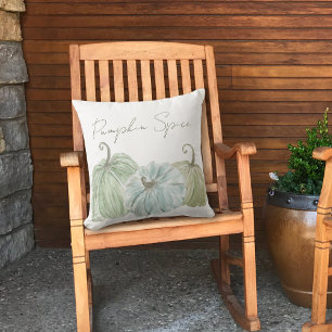 Wasserfarbe Blau und grüner Pumpkin Gewürz Kissen