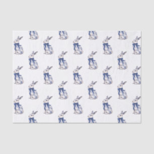 Wasserfarbe Blau & Weiß Chinoiserie Bunny Rabbi Seidenpapier