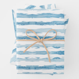 Wasserfarbe blau, weiß gestrichen geschenkpapier set
