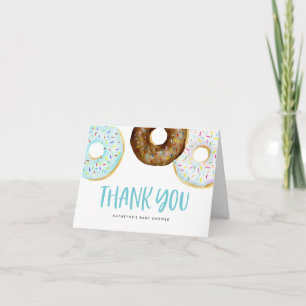 Wasserfarbe Blau & Weiße Donuts Baby Sprinkle Dankeskarte