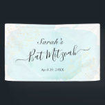 Wasserfarbe Blau x Gold Bat Mitzvah Banner<br><div class="desc">Dieses schicke und elegante Banner mit einem weißen Hintergrund mit türkisblauen Pinselstrichen in Aquarell und Imitaten goldenen Spritzern. Personalisieren Sie es für Ihre Bedürfnisse. Mehr passende Produkte finden Sie in meinem Geschäft.</div>