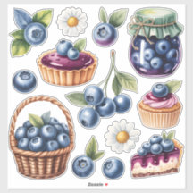 Wasserfarbe Blaubeer-Leckereien Sticker-Pack isoli