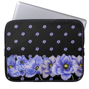 WASSERFARBE BLAUE ANEMONE POPPIES LAPTOPSCHUTZHÜLLE