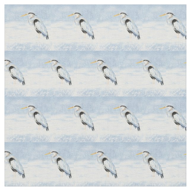 Wasserfarbe Blaue Herde Vogelart Stoff (Nahaufnahme)