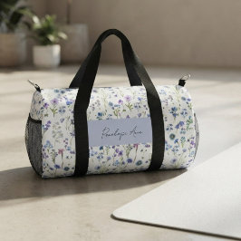 Wasserfarbe Blaue Lila Schrift Wildblumen Name Duffle Bag