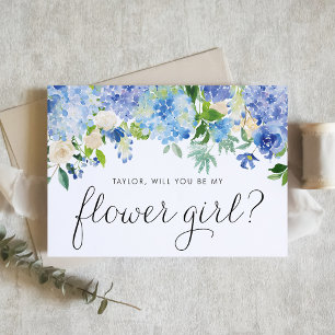 Wasserfarbe Blauer Hydrangea Elfenbeinblume Rose B Einladungspostkarte