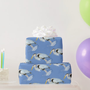 Wasserfarbe Blaues Vogelgeflecht Geschenkpapier