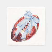 Wasserfarbe Blue Bow Football Napkins