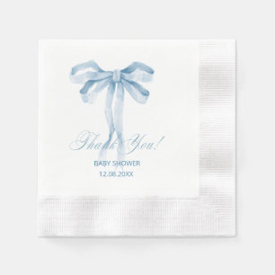 Wasserfarbe Blue Bow Ribbon Boy Babydusche Serviette