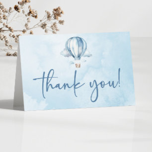 Wasserfarbe Blue Heißluftballon Babydusche Dankeskarte
