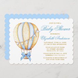 Wasserfarbe Blue Heißluftballon Bow Baby Dusche Einladung