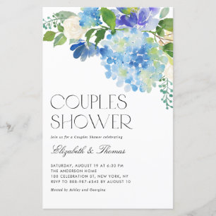 Wasserfarbe Blue Hydrangea Paare Dusche