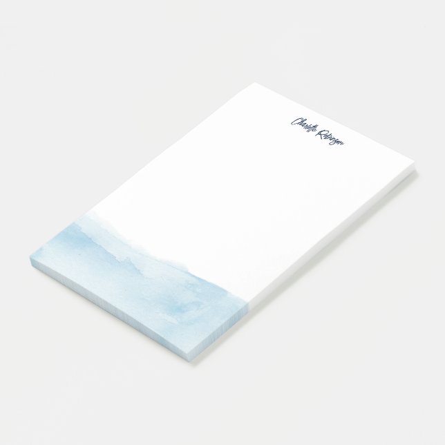 Wasserfarbe Blue Ombre Personalisiert Post-it Klebezettel (angewinkelt)