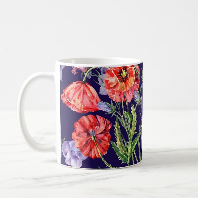 Wasserfarbe Bluebell Poppy Array Kaffeetasse (Links)