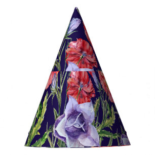 Wasserfarbe Bluebell Poppy Array Partyhütchen