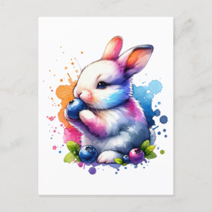 Wasserfarbe Blueberry Bunny Postkarte