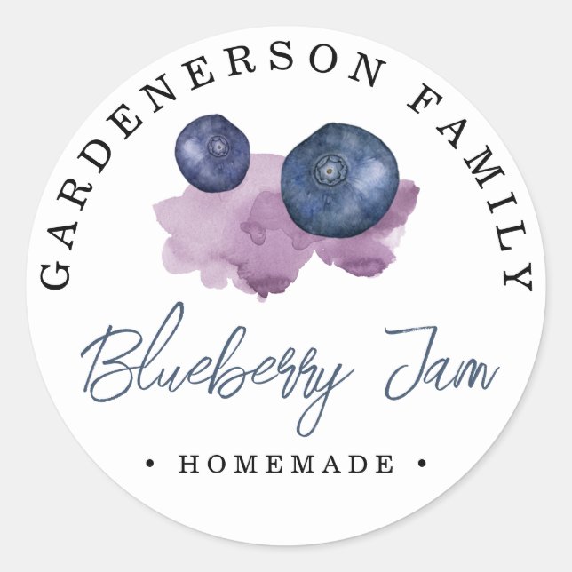 Wasserfarbe Blueberry Jam Classic Round Sticker (Vorderseite)