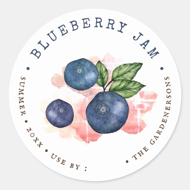 Wasserfarbe Blueberry Jam Classic Round Sticker (Vorderseite)