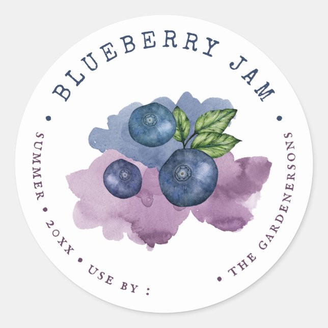 Wasserfarbe Blueberry Jam Classic Round Sticker (Vorderseite)
