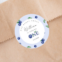 Wasserfarbe Blueberry Junge 1. Geburtstag Runder Aufkleber
