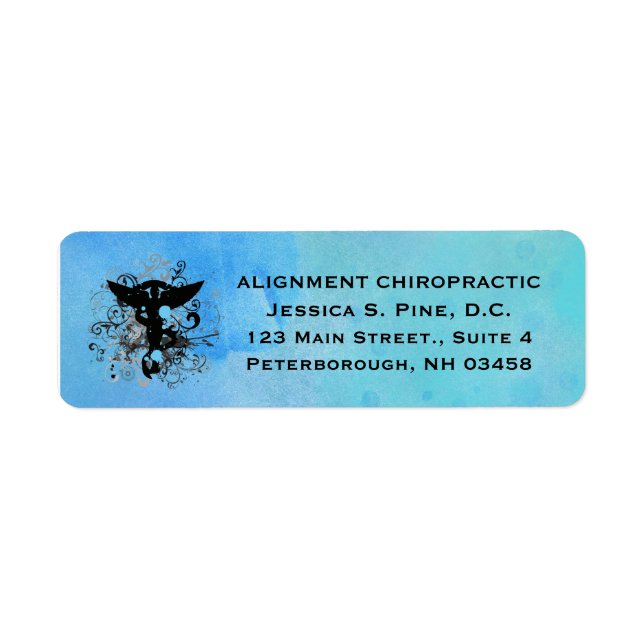 Wasserfarbe {Blues} Chiropraktische Adressetikette (Vorne)