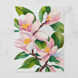 Wasserfarbe Blühende rosa Magnolia Postkarte