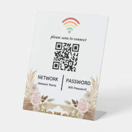 Wasserfarbe Blume Kinderdusche Wifi Netzwerk QR Co Sockelschild