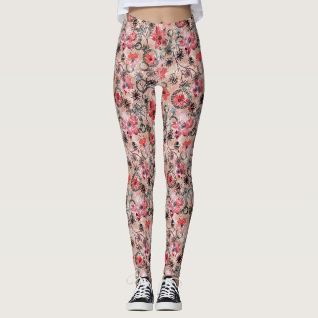 Wasserfarbe, Blume. Leggings (Vorderseite)
