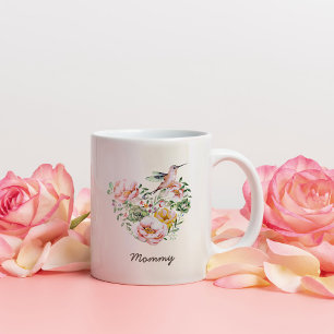 Wasserfarbe Blumenherz Hummingbird Mommy Geschenk Zweifarbige Tasse