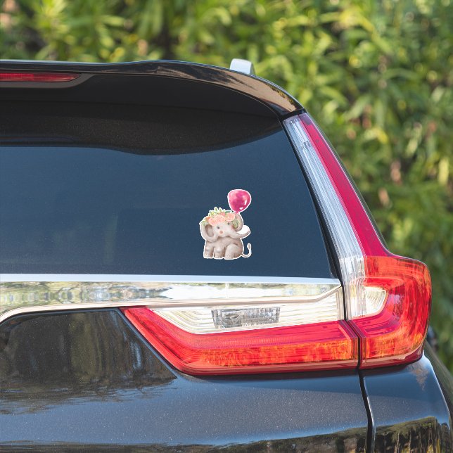 Wasserfarbe Blush Elefant der Blume Aufkleber (Auto Seite)