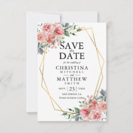 Wasserfarbe Blütenrot Rosa Grüne Hochzeit Save The Date