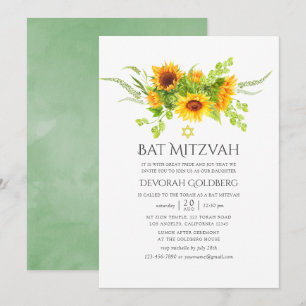 Wasserfarbe Bohemisch Boho Sonnenblumen Bat Mitzva Einladung