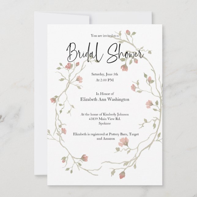 Wasserfarbe Bohemisch Bridal Dusche Einladung (Vorderseite)