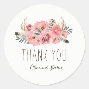 Wasserfarbe Bohemische Hochzeit Danke Stickers