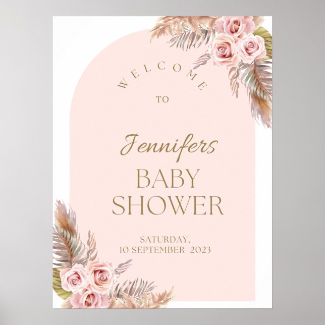 Wasserfarbe Boho Blume Babydusche Begrüßungszeiche Poster (Vorne)