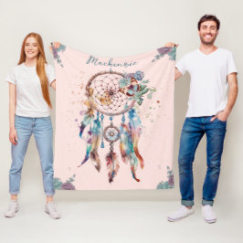 Wasserfarbe Boho Dreamcatcher Personalisiert Name Fleecedecke